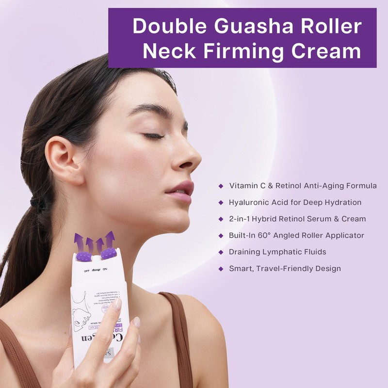 TINYLENS SADOER Neck Firming Cream with Dual Massage Rollers, Lifting