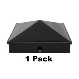 Plastic Pyramid 4x4 Nominal (3-5/8"x3-5/8") Fence Post Caps with Pre-Drilled Hole Black or White Multi- Quantity Packs (1, Black)