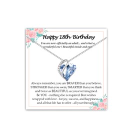 YBISNAIRE 18th Birthday Gifts for Girls, Blue Heart Necklace for 18 Year Old Girls Birthday Gifts for Girl Birthdays Jewellery Presents for Daughter Granddaughter Friend Teenage BFF Sister Niece