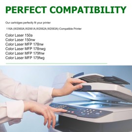 4 Pack Replacement for HP 116A Toner Cartridges for Color Laserjet Pro 150a 150nw 178nw 178nwg 179fnw 179fwg Printer Ink (Black,Cyan, Magenta, Yellow)