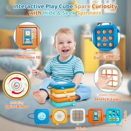 Montessori Toys for Baby 6-12 Months: Sensory Activity Cube with Fine Motor Skills - Travel Busy Board Busy Cube Gifts for 1 Year Old Boy Girl