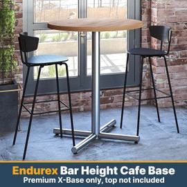 Restore Furniture Endurex Cafe Table Base, 36" x 36" X-Base, Single 3" Diameter Column, 2" Diameter Feet Perfect for Restaurants, Coffee Shops, Lounge Areas, Metallic Silver | Bar Height