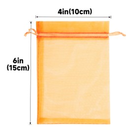 jijAcraft Orange Organza Gift Pouches: 10x15cm Organza Bags, 50Pcs