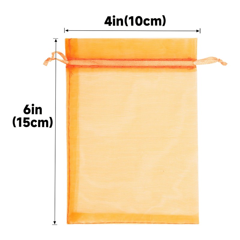 jijAcraft Orange Organza Gift Pouches: 10x15cm Organza Bags, 50Pcs
