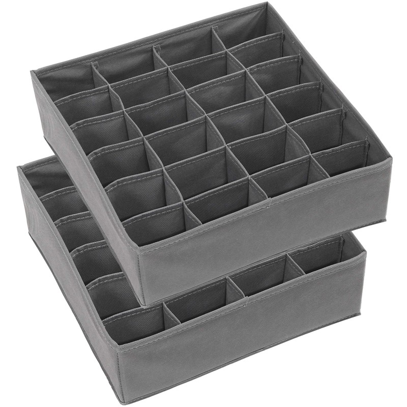Simple Houseware 2 Pack Closet Sock Organizer, 24 Cell Drawer