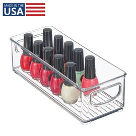 iDesign Stackable Clear Plastic Storage Bins – Narrow Organizer for Bathroom Counter, Vanity, or Under-Sink