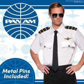UNDERWRAPS Pan Am Pilot Shirt Men's Costume, One Size Black/White