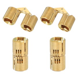 sourcing map Brass Hidden Cylinder Hinges 18 mm Invisible Concealed Cylindrical Hinge 180 Degree Folding Support Small Hinge for DIY Crafts Jewelry Boxes Wooden Box Pack of 4