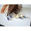Small Baguette Dangle Hoop Earrings Drop Huggie Earring with Blue