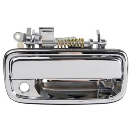 TRQ Metal Reinforced Front Right Exterior Door Handle Chrome Chrome, Plastic & Steel Passenger Side Compatible with 1995-2004 Toyota Tacoma