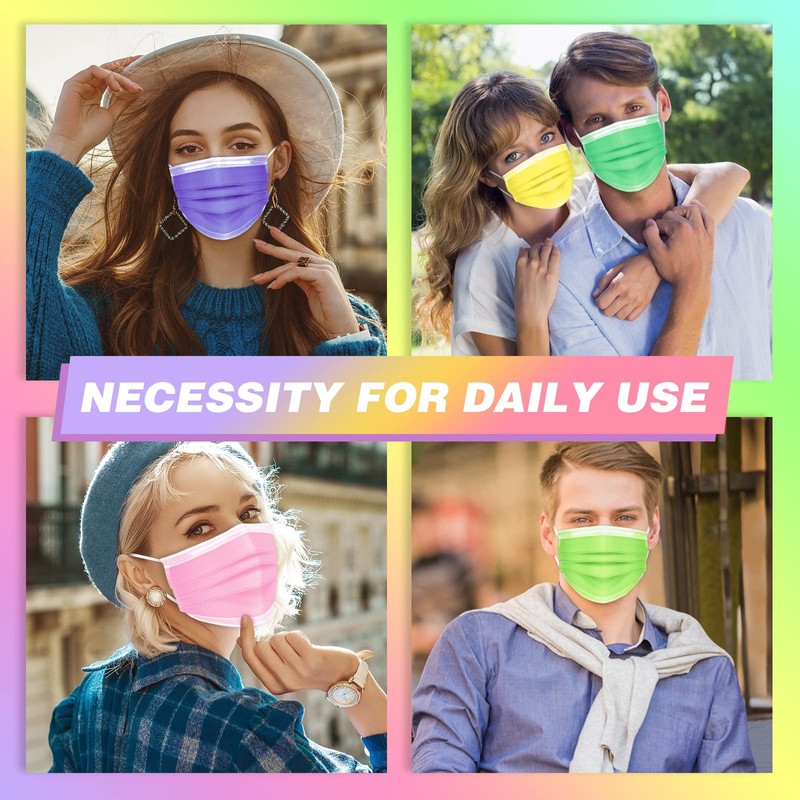 Disposable Face Masks, 50 Pack- 3 Layer Individually Wrapped Masks