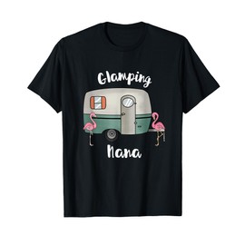 Glamping Nana Womens Camping RV Vintage Flamingos T-Shirt