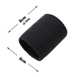 Kisstta Pack of 2 Sweatband Arm Absorbent, Sports Sweatband Wristband, Wrist Sweatbands, Wrist Gym for and Soft Cotton, for Tennis, Handball and Running (Black)