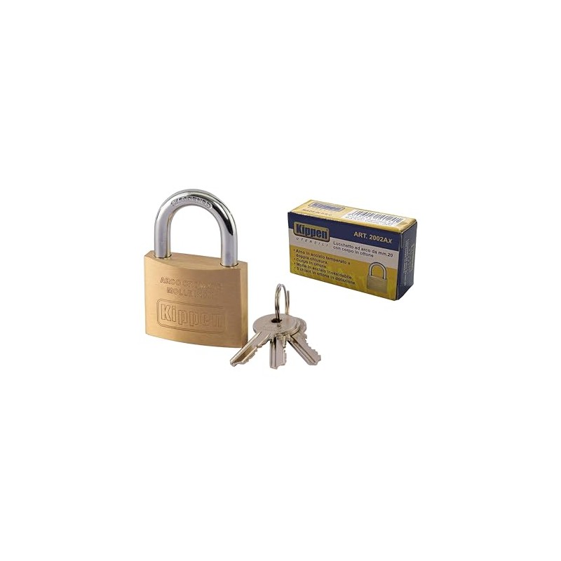 Kippen 2002AX 20mm Shackle Lock with Brass Housing