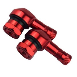 TEAMWILL 2PCS Motorcycle CNC Aluminum 11.3mm Tire Wheel Stem Valve 90 Degree Angled (Red)