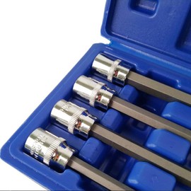 7 Pcs Extra Long Ball Ended Hex Socket Bit Set, 3/8" Drive Allen Hex Key Metric Sockets, 3mm - 10mm Drive Repair Tool Kit
