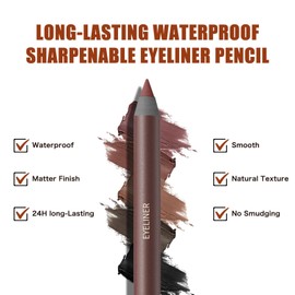 Waterproof Eyeliner Pencil, Gel, Long-Wear, for Women (Chocolate)