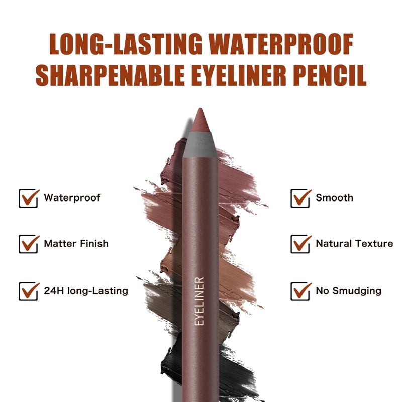 Waterproof Eyeliner Pencil, Gel, Long-Wear, for Women (Chocolate)