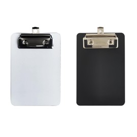 Clipboard Plastic Mini Document Organizer Message Clip Binder Notepad Storage Office Supplies Pocket Size 10 x 15cm Portable (Black + White)