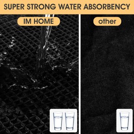 Waffle Bath Mat Black 36"x24", Boho Woven Modern Bathroom Rug Mat, Absorbent Non Slip Bathroom Floor Mat, Soft Washable Bath Rugs with Tassels for Bathroom, Bedroom, Kitchen, Shower, Tub