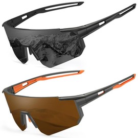 Polarized Cycling Sunglasses UV400 Protection Mens Women Mountain Bike Sports Goggles 2 pack 920-C protección  uv safety  sunglasses - Color: Black/Gold