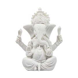Kitchnexus Ganesha Buddha Statue Sandstone Sculpture Elephant Statue Buddha Figure (White)