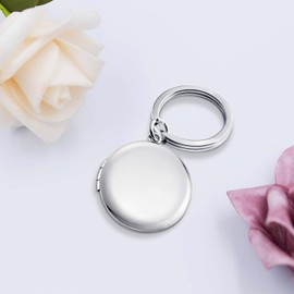 PHOCKSIN Silver Round Keyrings For Women Photo Locket Keyring Cute Keyring For Girls Nice Gifs For Christmas Mothers Day
