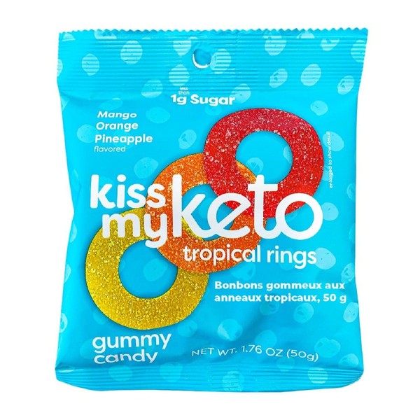 Kiss My Keto Tropical Rings Gummy Mango Orange Pineapple 50g