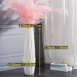 White Ceramic Vase 17.7 Inches Tall Floor Flower Holder Decorative Large Vases for Table Centerpieces Shelf Home Decor Living Room Branches Sky-Dried Flower Arrangement Simple Decorative