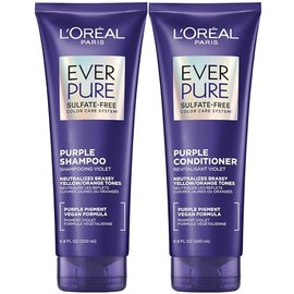 L'Oreal Paris EverPure Champú y Acondicionador Morado Tonificante Anti-Cobrizos Sin Sulfatos para Cabello Rubio, Decolorado, Plateado o con Mechas Mar