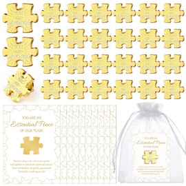 30 Sets Employee Appreciation Gifts Team Puzzle Piece Lapel Pins with Thank You Cards Organza Bags Employee of the Month Badge Brooch Bulk Inspirational Small Gifts for Coworker Staff Volunteer
