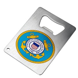 Bottle Opener - Stainless Steel - Fits in wallet - US Coast Guard (USCG), seal