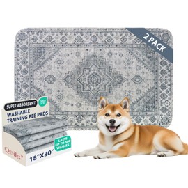 Qeils Washable Pee Pads, Reusable Puppy Pads Super Absorbent Leakproof Dog Training Pads, Non-Slip Wee Wee Pads for Crate, Floor, Potty Pads Feeding Mat Dog Pee 2 Pack 18"x30"