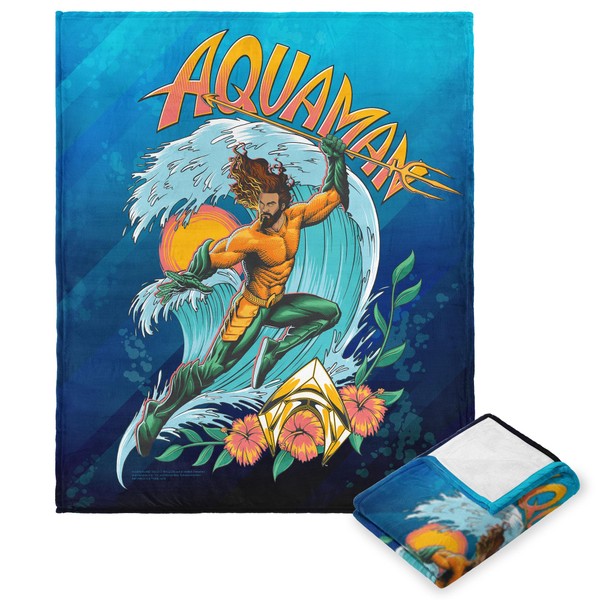 Northwest DC - Aquaman 2 Silk Touch Throw Blanket, 50"