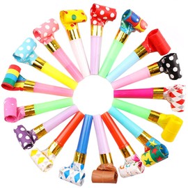 YFFSFDC 20 Pcs Colorful Cheer Whistle Party Event Toys Kids Toys Birthday Blowback Party Props (Random Pattern)
