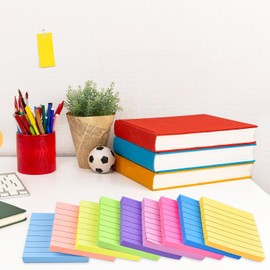 9 Pack Lined Sticky Notes 3”x3” Bright Colors Self-Stick Note Pads with Line, 9 Colors Bulk Sticky Memo Pad for School, Office, Meeting