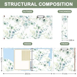 Rouidr 3 Ring Binder, 2 Inch Round Ring Binder Organizer with Clipboard, 5 Dividers Tabs, A4 8.5 x 11 Inch Paper & Clear Sleeves for School, Office Supplies, Eucalyptus Leaf