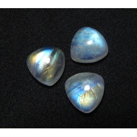 11mm Trillion Shape Blue Fire AAA Quality Natural Rainbow Moonstone Calibrated Cabochon Loose Gemstone 3 pcs Box., Moonstone