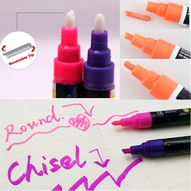 SAYEEC Chalk Markers 8 Vibrant Colors Erasable Liquid Chalk Markers with Label Stickers Reversible Tips Neon Chalkboard Markers Chalk Board Pens for Kids Adults Window Blackboard Restaurant Bistro