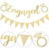 Pinenuts 2 Pcs Gold Engagement Banners, Engaged Bunting Letters &