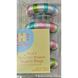 BED BATH & BEYOND NEW SPRING EASTER YARN WRAPPED NAPKIN RINGS X 4 FREE SHIP