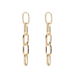 Link Chain Drop Earrings For Women Gold Silver Minimalist paperclip Chain Dangle Earrings for Women(Gold B)