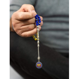 Gök-Türk Prayer Beads -Tesbih 'Fenerbahce' Turkish Eye Nazar Boncuk, Coloured glass, nylon