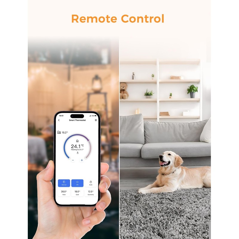 Refoss Smart Thermostat for Combi Boiler/Water Underfloor Heating, Glass Touch