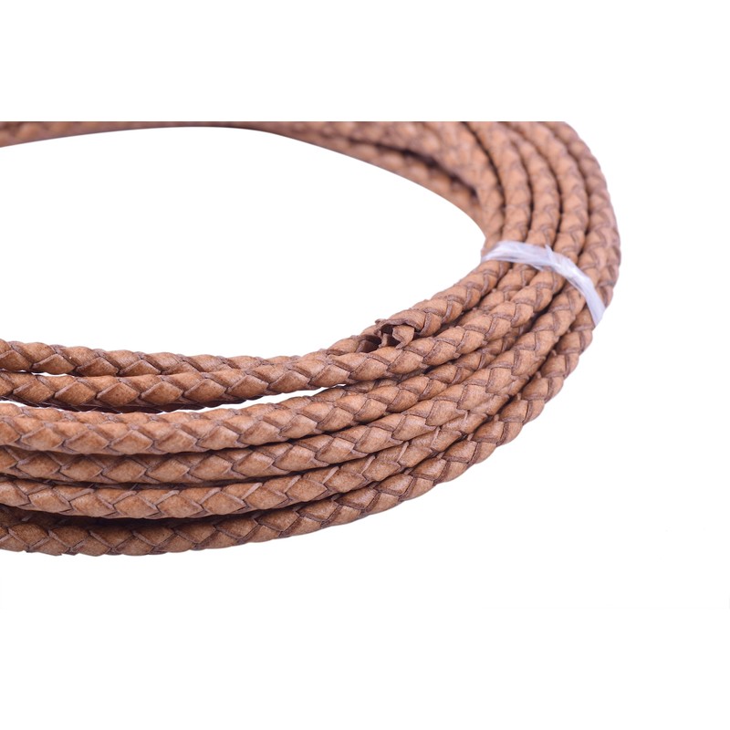 KONMAY - Cordón de piel trenzado natural clásico de 5