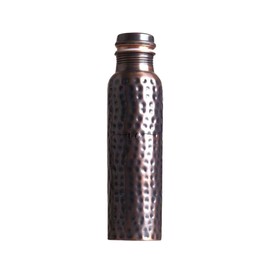 Rasiya Art Pure Copper Water Bottle - 32 oz - BPA Free Non-Insulated Jointless Leakproof Durable Metal Bottles for Sports and Travel - Antique Hammered