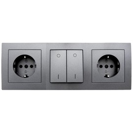 MC Power - Extension Block - Flair - 3-Way Earthed Sockets (EU 2-Pin), 250V, 16 A - Surface-Mounted - Matte - Ideal for Corner Installation in e.g. Kitchens