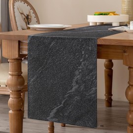 Black Table Runner Modern Living Room Spring Placemats Stripes Fine Marble Decorative Cloth for Coffee Table, Christmas Parties, Weddings, Events, Dining Table Wedding Linen 40 x 140 cm