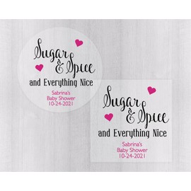 Sugar and Spice and Everything Nice, Clear Transparent Baby Shower Baby Announcement Stickers/Labels (#187-C)