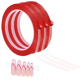 3 Rolls of Double Sided Tape, Removable Pressure Nail Adhesive Strong Adhesive Tape for Press on Nail Packaging Nail Salon Home Office Supplies